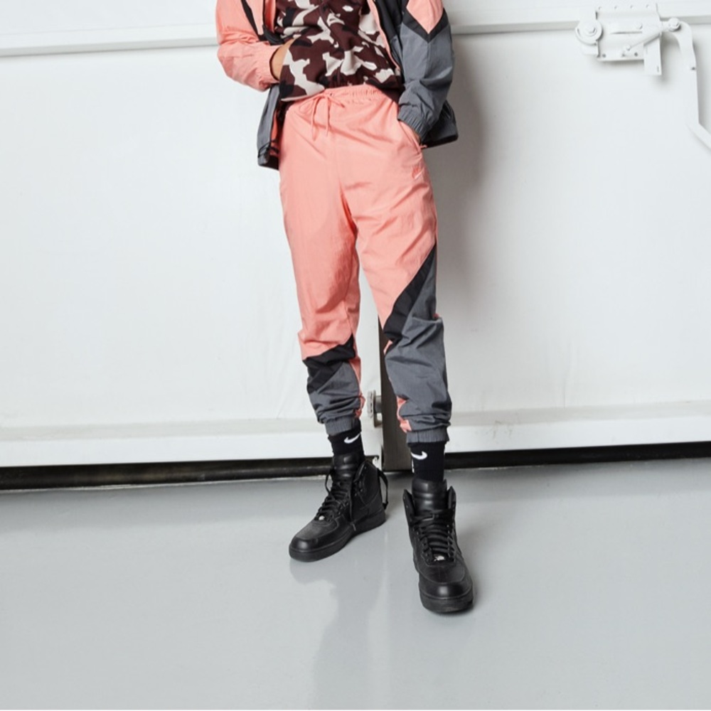Nike BIG Swoosh Knit Nylon Track Pants | Pink Gaze / Dark Grey